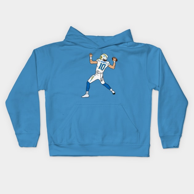 Justin Herbert Throw Kids Hoodie by rattraptees